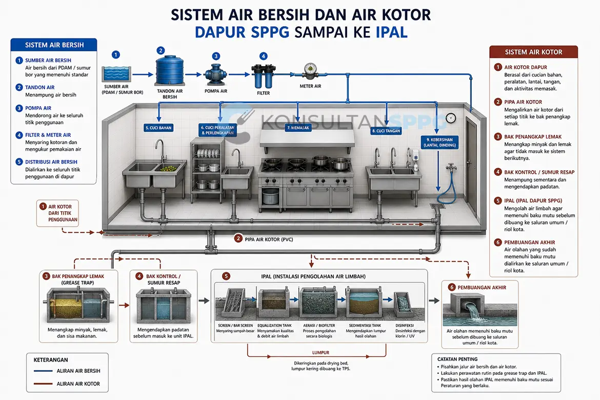 Instalasi Air Bersih & Air Limbah di Dapur MBG